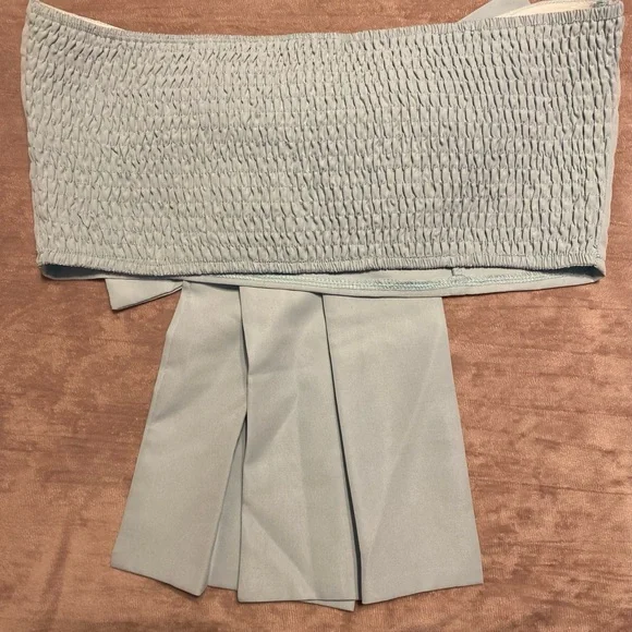 NWT Light Blue Bow Crop Top - Picture 4 of 4